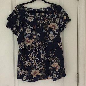 Sheer floral print blouse